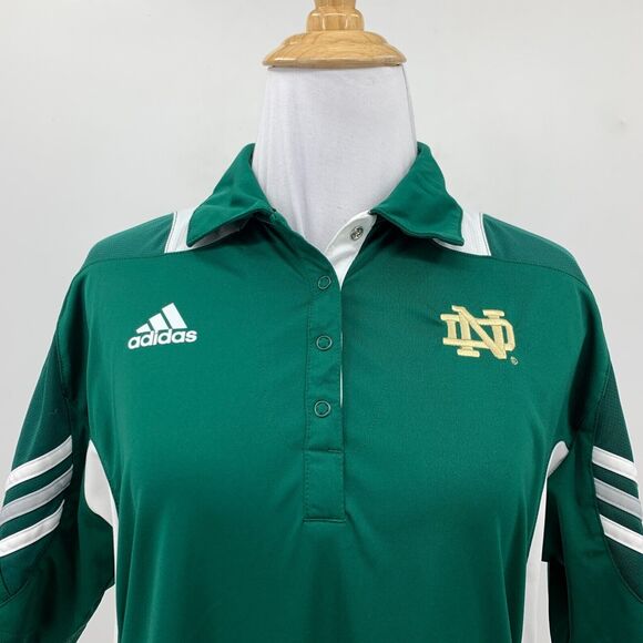 Adidas Notre Dame Polo Shirt Womens M Medium Green Scorch Climacool Short Sleeve - Picture 4 of 12